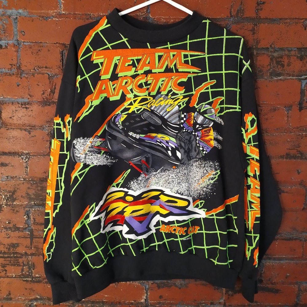 vintage '95 Team Arctic Arctic Cat ZR Racing all-over neon print pullover
